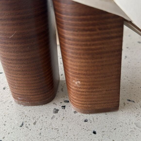 Cole Haan Cream & Floral Sandals Elegant Block Heel Buckle Ankle Strap Size 8B - Picture 4 of 16